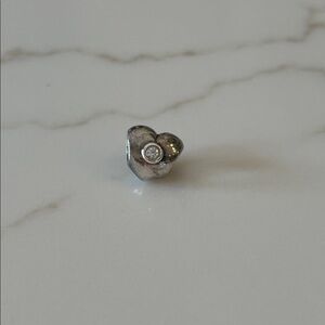 Pandora Silver Heart Charm with Crystal Accent